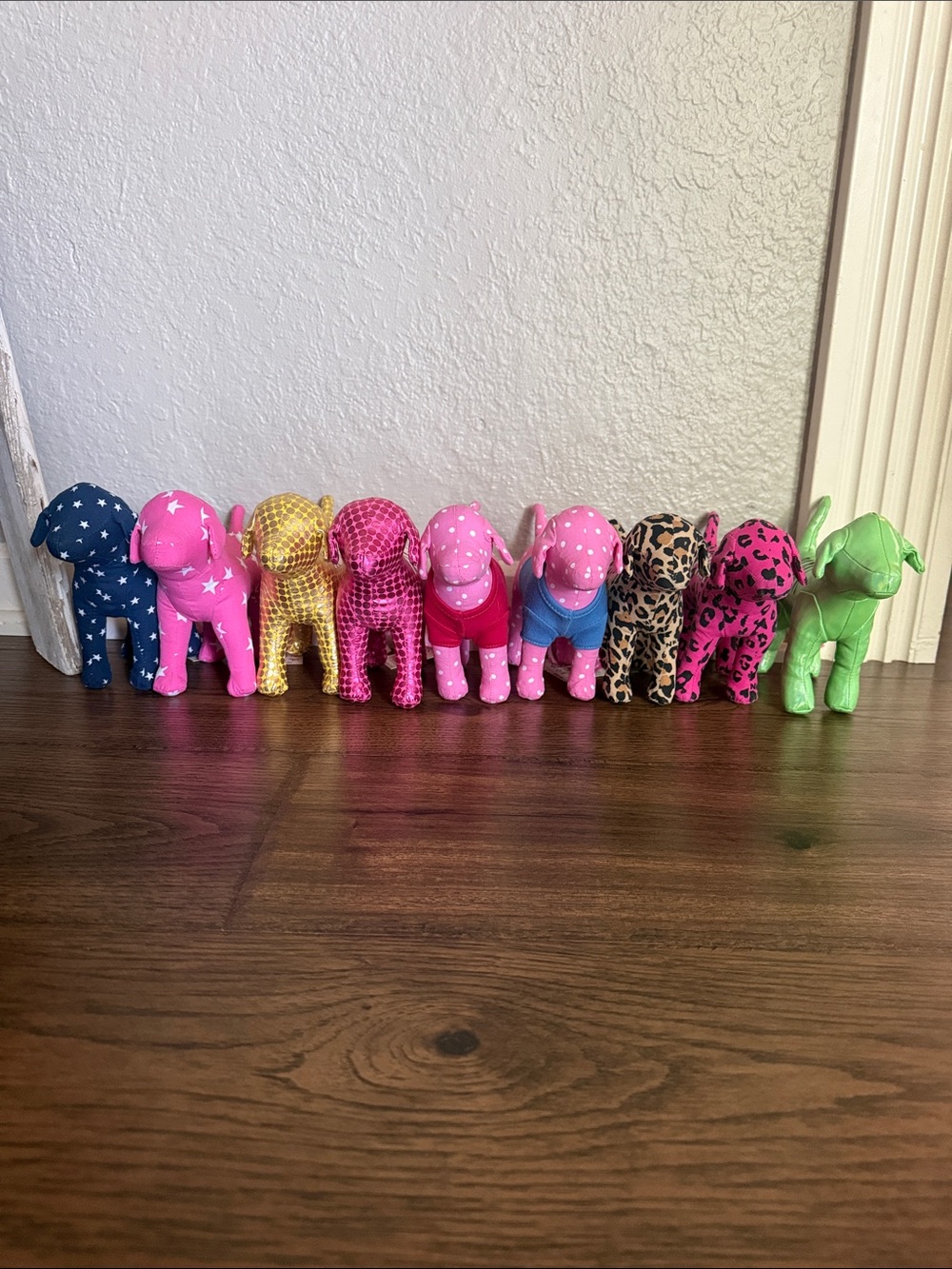 Vintage PINK Plush Dogs - 9 Piece
